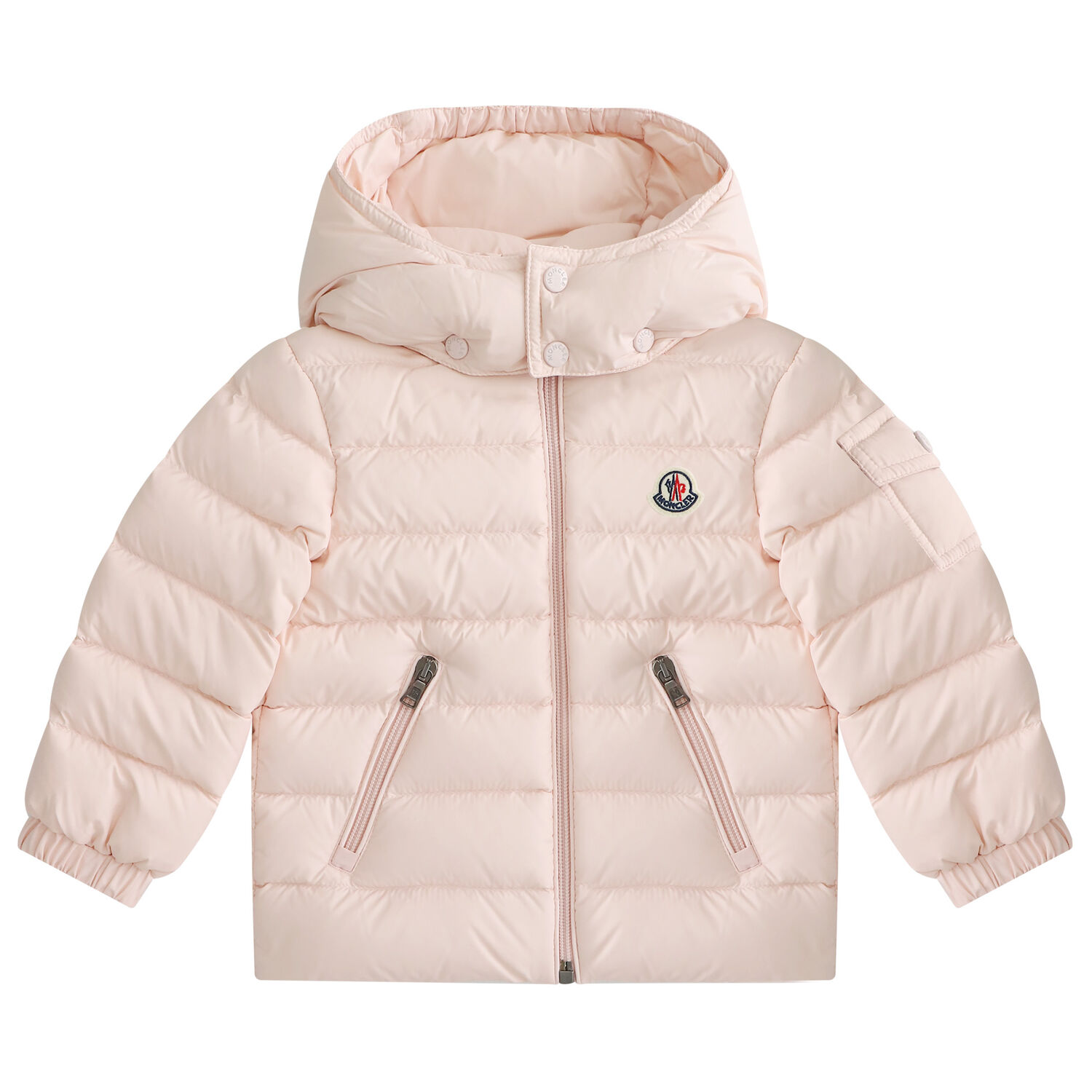 Younger Girls Pink Logo Puffer Jacket, 1, hi-res